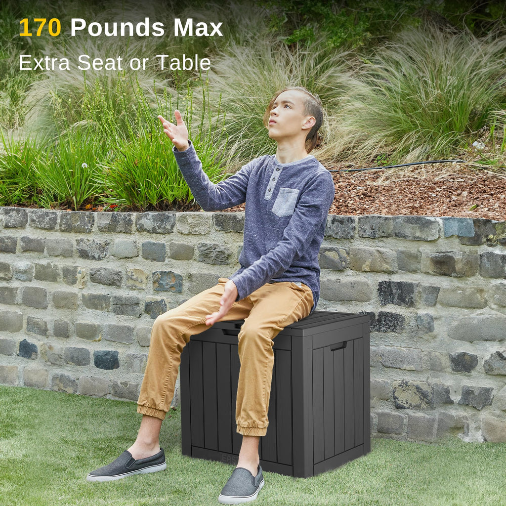 EAST OAK Outdoor Storage Box, 120 Gallon Deck Box with Stainless Steel Rods Large Resin Storage Bin for Patio Cushions, Garden Tools, Waterproof and