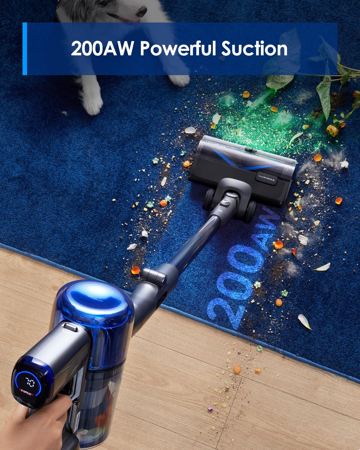 Tineco Pure ONE S30 Cordless Vacuum Cleaner, 150AW Powerful Suction, Zero Tangle Brush, Up to 65min Runtime, 6-Stage HEPA Filtration, PureCyclone