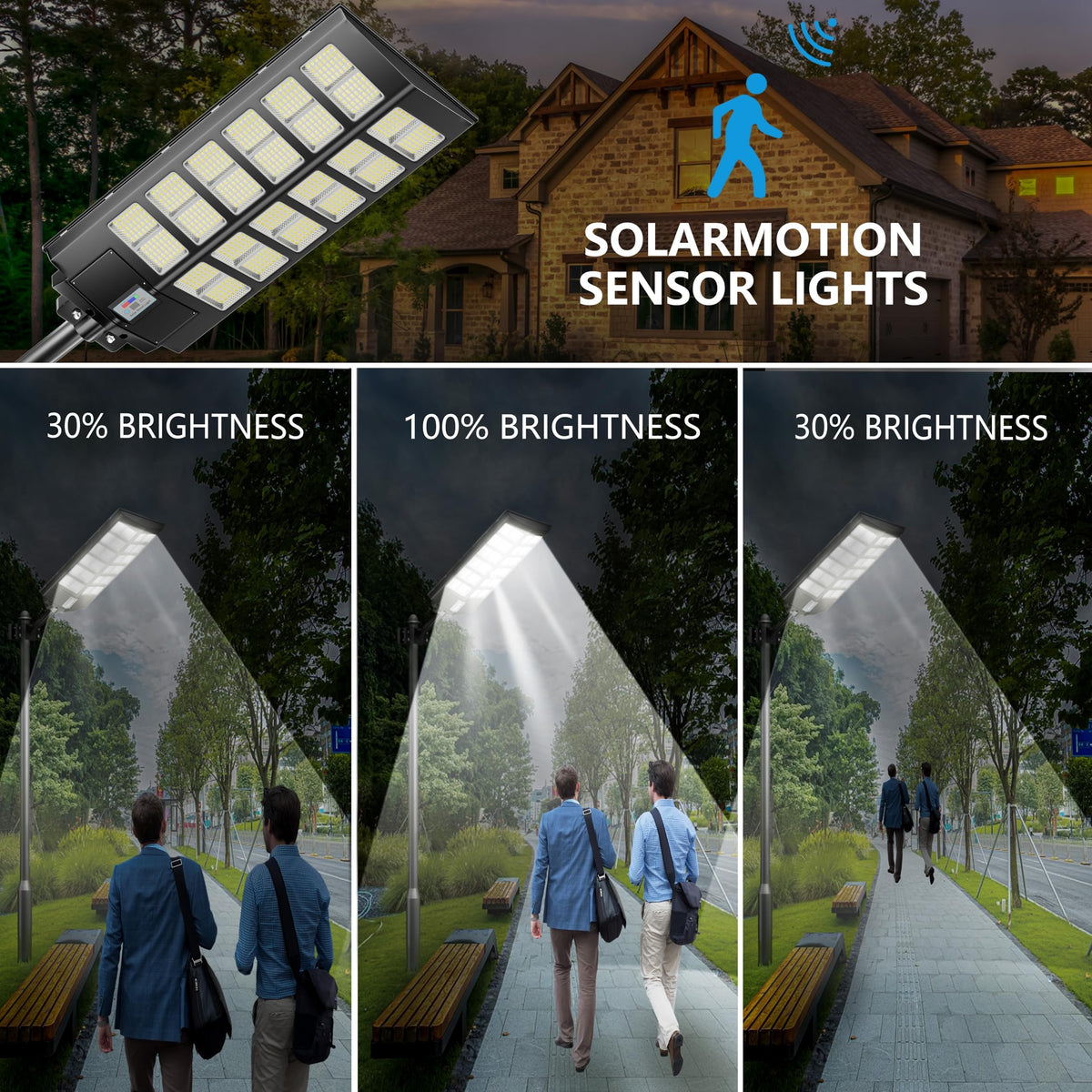 Solar Street Lights Outdoor Waterproof Dusk to Dawn, Large 9000W Outdoor Floodlight LED Motion Sensor, 7000K Wide Angle Parking Lot Flood Lamp Remote