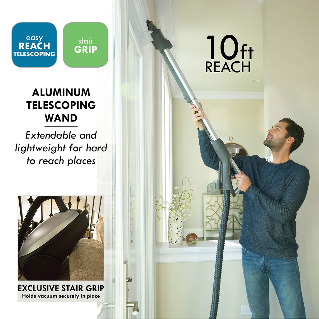 Kenmore Elite 81714 Pet Friendly Ultra Plush Lightweight Bagged Canister Vacuum with Pet PowerMate, HEPA, Extended Telescoping Wand, Retractable Cord