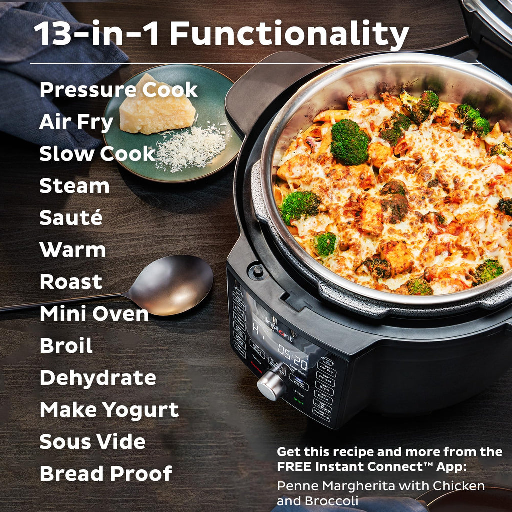 Instant Pot Duo Crisp Ultimate Lid,13-in-1 Air Fryer&Pressure Cooker Combo, Saut, Slow Cook, Bake, Steam, Warm, Roast, Dehydrate, Sous Vide&Proof