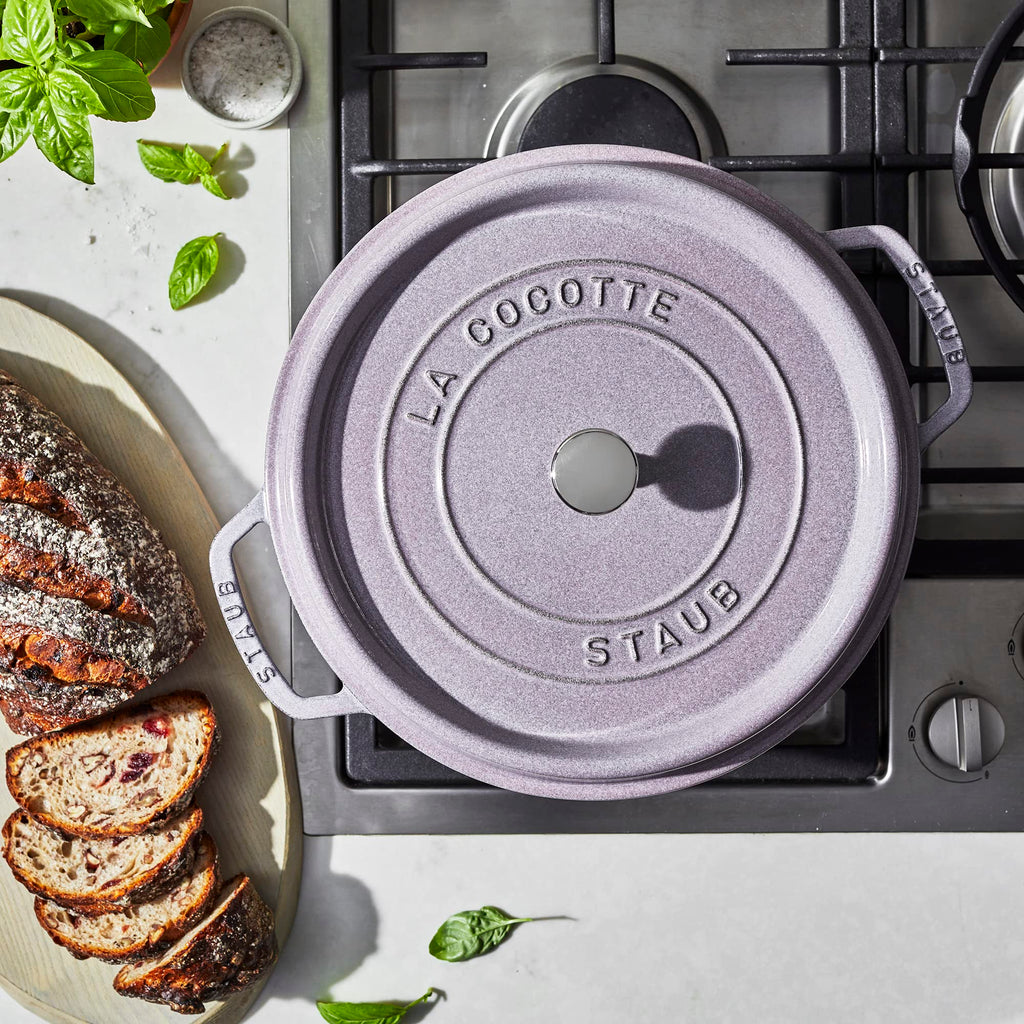 Staub Cast Iron 7-qt Round Cocotte - White Truffle, Made in France