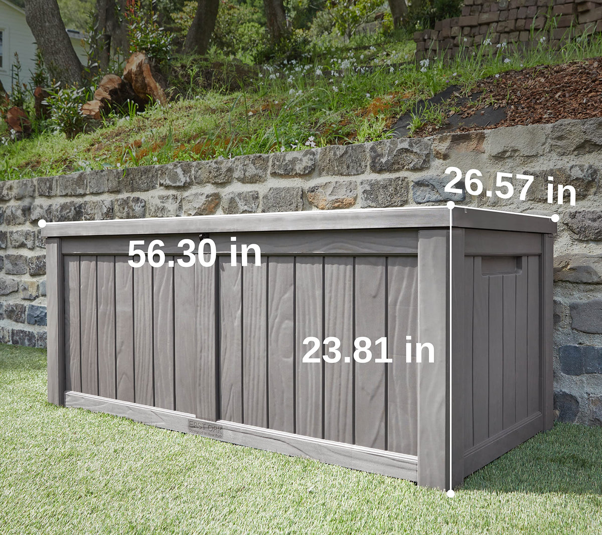 EAST OAK Outdoor Storage Box, 120 Gallon Deck Box with Stainless Steel Rods Large Resin Storage Bin for Patio Cushions, Garden Tools, Waterproof and