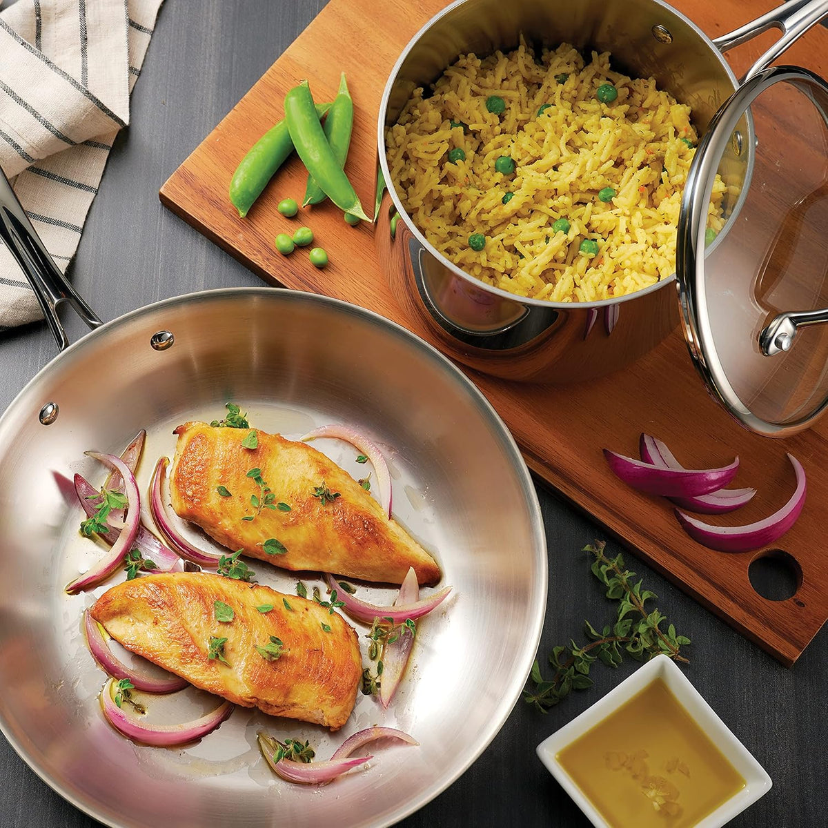 Tramontina Tri-Ply Clad Stainless Steel 14-Piece Cookware Set with Glass Lids, Pots and Pans Kitchen Set, Induction-Ready, Dishwasher-Safe, NSF