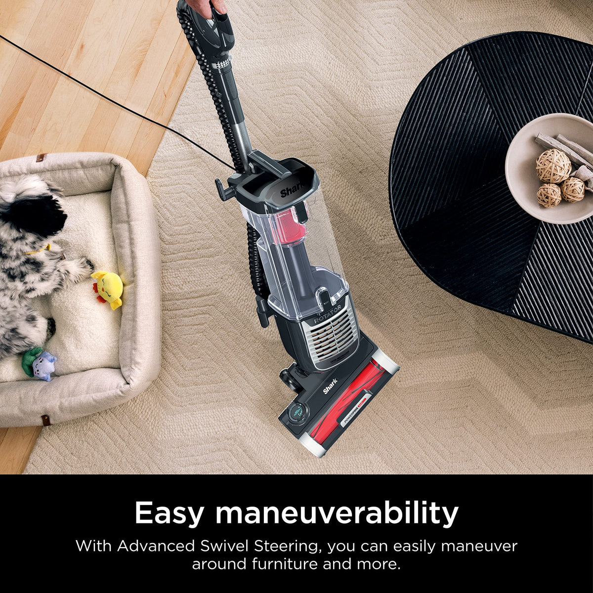 Shark NV501 Rotator Professional Lift-Away Upright Vacuum with HEPA Filter, Swivel Steering, LED Headlights, Wide Upholstery Tool, Dusting Brush &