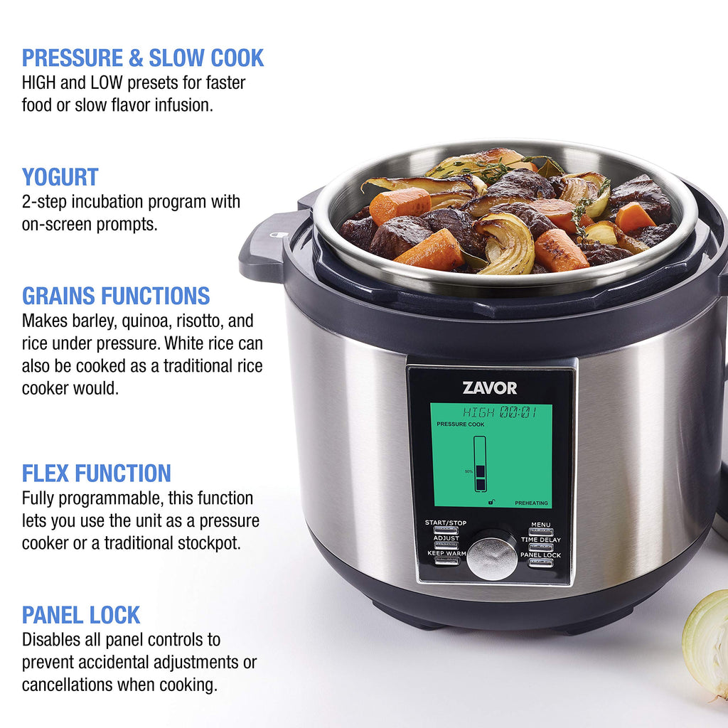 Zavor LUX LCD 6 Quart Multi-cooker with America's Test Kitchen Multicooker Perfection Cookbook, Stainless Steel