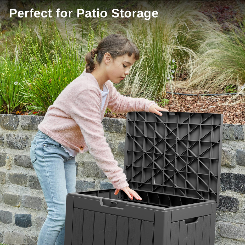 EAST OAK Outdoor Storage Box, 120 Gallon Deck Box with Stainless Steel Rods Large Resin Storage Bin for Patio Cushions, Garden Tools, Waterproof and
