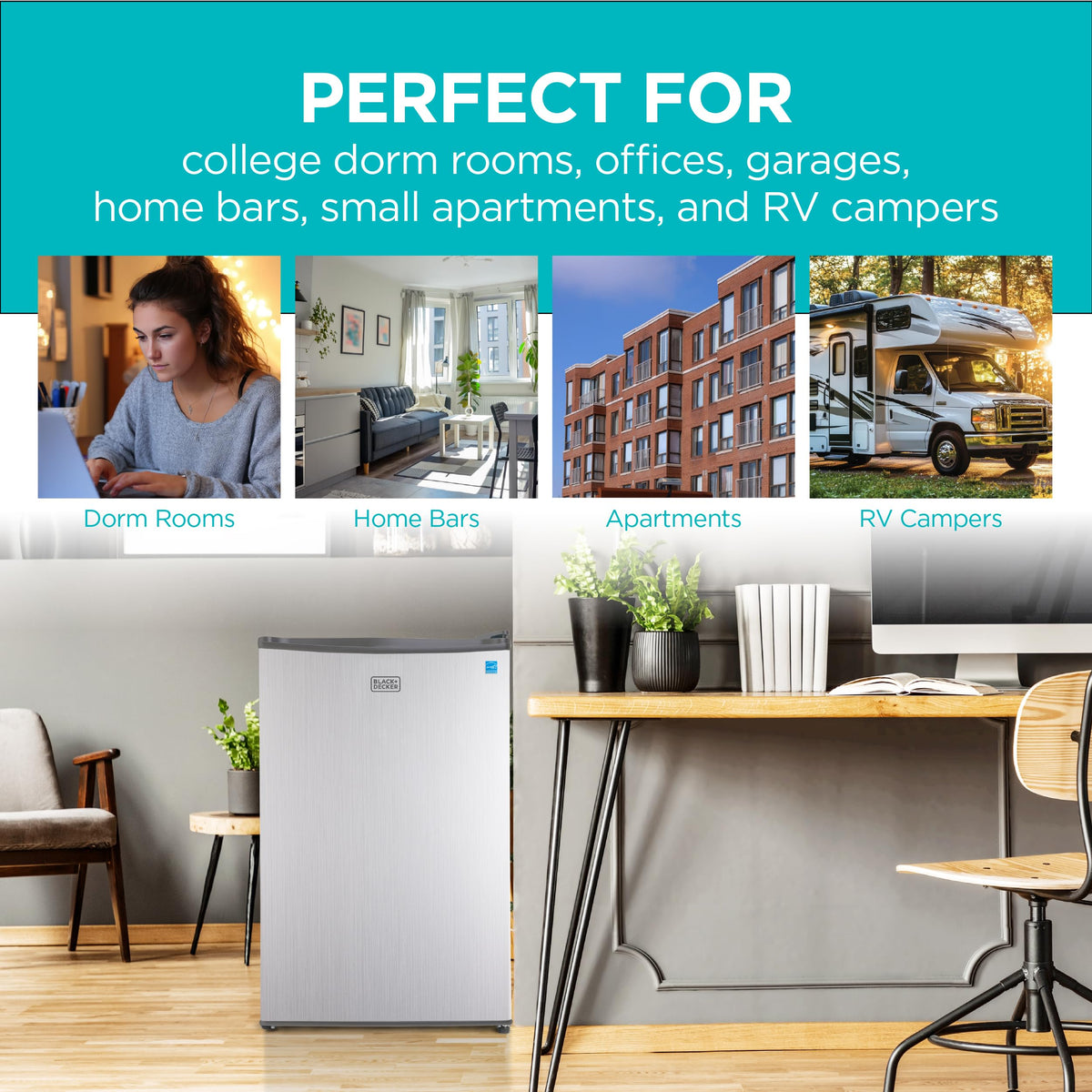 BLACK+DECKER 1.7 Cu. Ft. Compact Refrigerator, ENERGY STAR Certified, Single Door Mini Fridge with Chiller Compartment, Personal Fridge for Home or