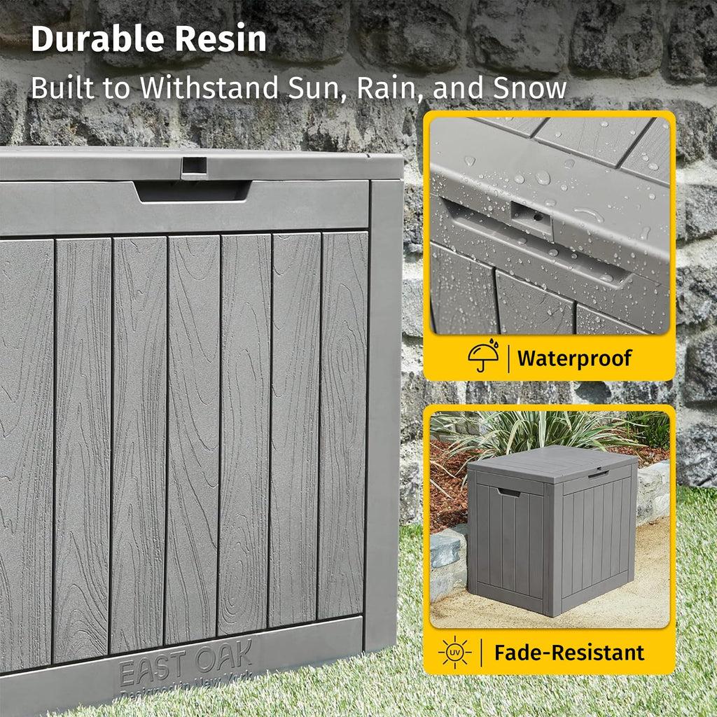 EAST OAK Outdoor Storage Box, 120 Gallon Deck Box with Stainless Steel Rods Large Resin Storage Bin for Patio Cushions, Garden Tools, Waterproof and