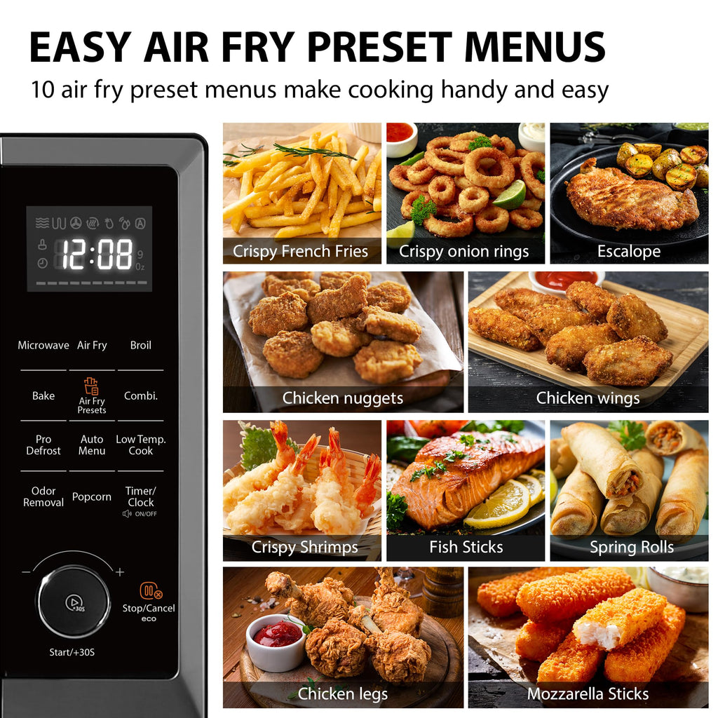TOSHIBA Air Fryer Combo 8-in-1 Countertop Microwave Oven, with Convection, Broil, Odor Removal Mode, 12.4" Position Memory Turntable, Child-Lock, 1.0