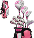 Precise Golf Co. Precise M5 dames/vrouwen golfclubset, compleet, voor rechtshandigen inclusief titanium driver, S.S. Fairway, S.S. Hybrid, S.S. 5-Pw-ijzer, 3 H/C'S Pink (roze, rechtshandig)(Right Hand Petite Size -1"/Roze)
