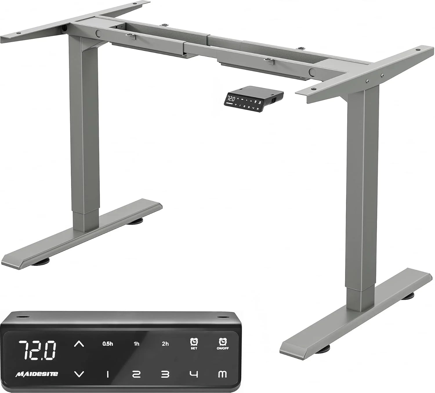 Maidesite in Hoogte Verstelbaar Elektrisch Bureau in Hoogte Verstelbaar Tafelframe,Geschikt voor Alle Gangbare Tafelbladen,2-Podium Hefbenen(Zwart)(Grijs)