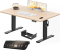 Flamaker in Hoogte Verstelbaar Bureau 200 x 80 cm, Elektrisch Hoogte Verstelbaar Bureau met Geheugenfunctie, Computerbureau met Kabelbeheer, Sta-werkplek, Bureau, WitZwart(BeigeZwar/140x70cm)