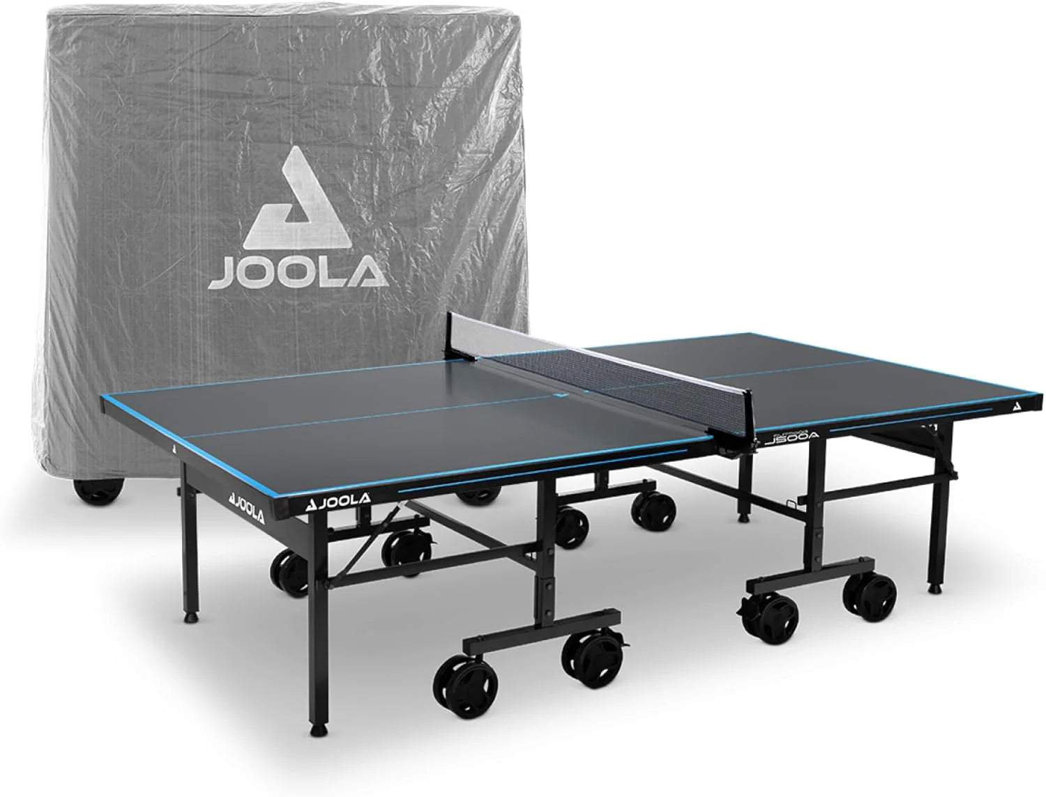 JOOLA Tafeltennistafel Outdoor Aluminium PRO weerbestendig met tafelafdekking, inklapbaar onderstel - snelle montage - incl. net grijs/blauw 274 x 152,5 x 76 cm