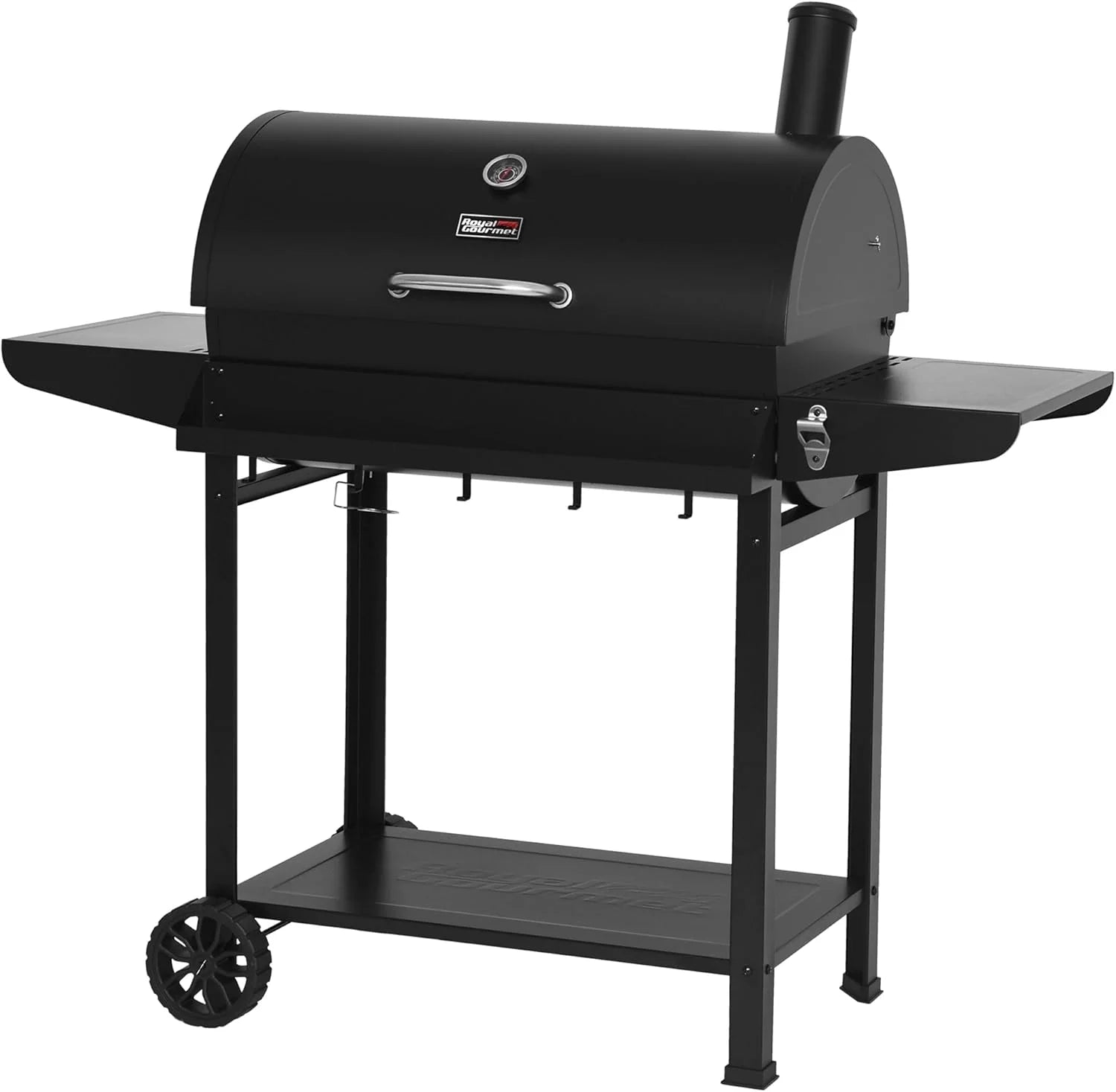 Royal Gourmet CC1830T 76 cm vat houtskoolgrill met opbergmand aan de voorkant, buiten BBQ-grill met 627 vierkante inch. kookhoek, achtertuin barbecue kookfeest, zwart