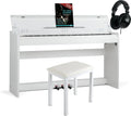 McGrey DP-18 WM E-Piano Set - 88 gewogen toetsen met hamersysteem en aanslagdynamiek - 128 klanken - toetsenbordafdekking - incl. pianobank, koptelefoon en pianoles - wit mat
