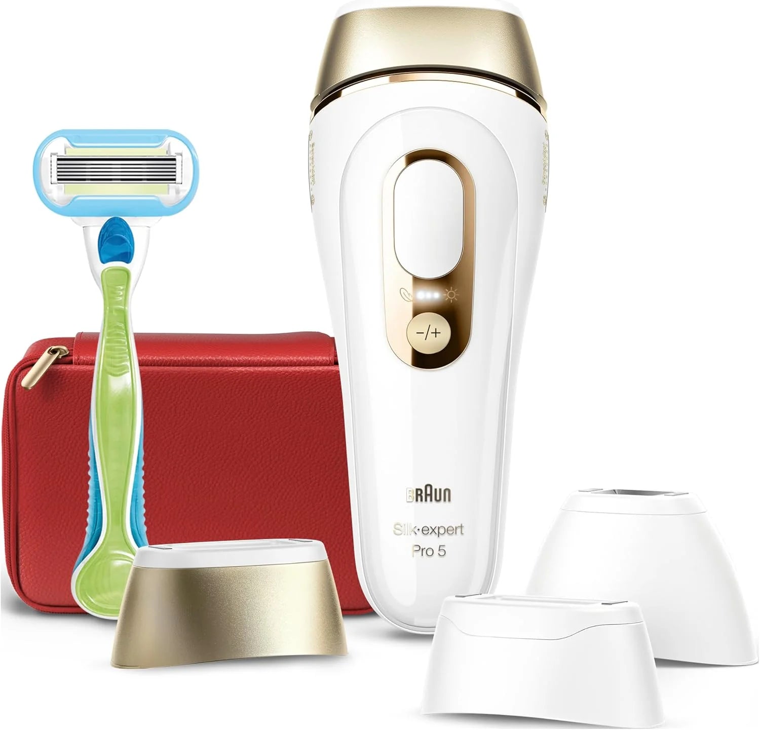 Braun IPL Silk Expert Pro 5 PL5262 Ontharingsapparaat voor dames, zichtbare ontharing, ontworpen in Duitsland, Venus scheerapparaat, 3 opzetstukken, alternatief voor laser ontharing, wit/goud