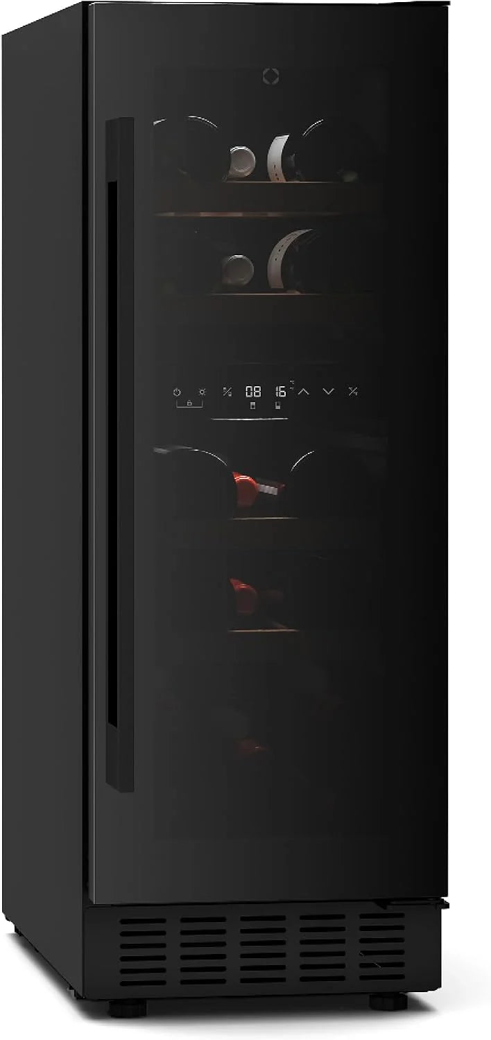 Klarstein Velaire Vinoteca 2 Zonas - 17 Botellas, 5-22°C, LED, Control Táctil, Puerta UV, 41 dB, Estantes Madera, Nevera Vinos, Libre o Empotrable