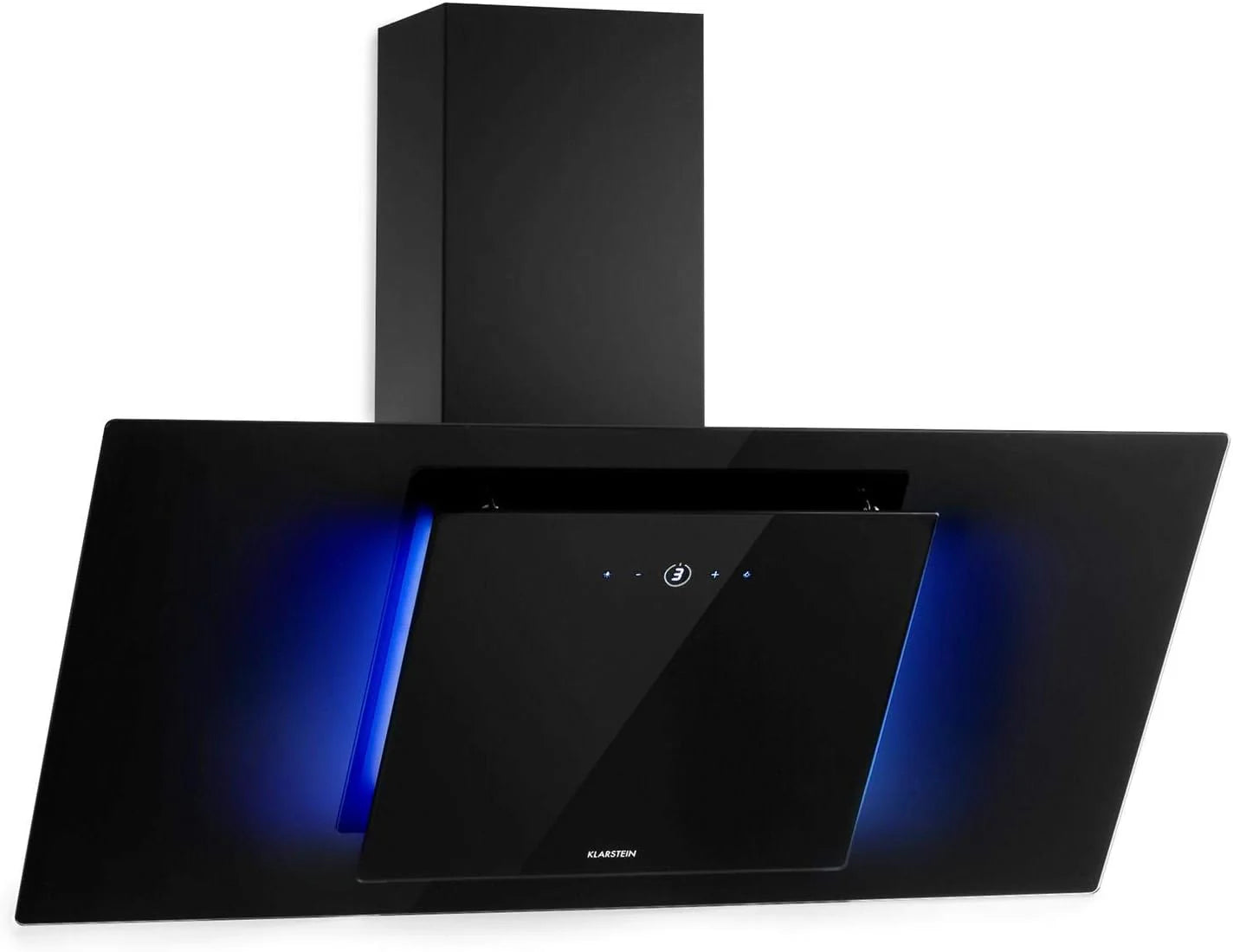 Klarstein Eleonora - hoofdloze afzuigkap, EEK A ++, luchtafvoercapaciteit: 426 m³ / h, touch control, RGB-sfeerkleur, 60 dB, luchtcirculatie en afvoerlucht, ledverlichting, vetfilter, 60 cm, zwart(90cm/zwart)
