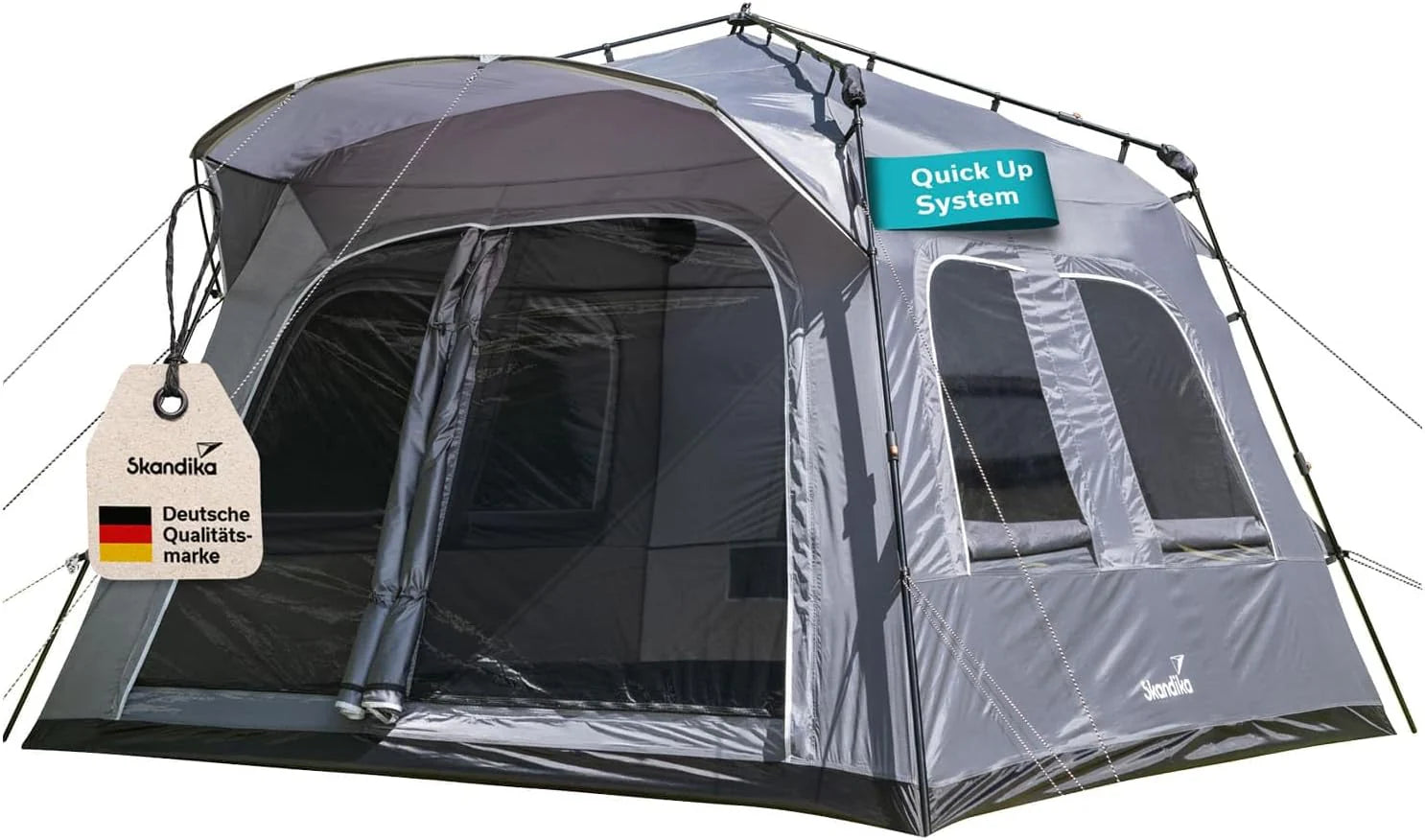 Skandika Hognes 4 Protect Quick-Start Pop-up campingtent voor 4 personen, steilwandtent, eenvoudige opbouw, waterdicht, UPF 50+, muggennet, tunneltent, huistent, festivaltent, camping outdoor