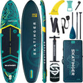 Skatinger Opblaasbare Stand Up Paddle Boards, 34'x34"x6" SUP Paddleboard opblaasbaar, Yoga Stand Up Paddle Board w/1600D rugzak, 6 extra D-ringen, schouderriem, Amerikaanse centrale vin, 2-actie pomp(Lavagroen)